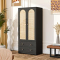 VINGLI Arched Wardrobe Closet Armoire with Drawer, 70" Tall Wooden Wardrobe Closet,Clothing Storage Cabinet, Large Capacity Storage, Natural Oak