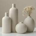 Modern Ceramic Vase Set, Neutral Colors, Decorative Vases for Home Decor, 4 Piece Collection (Green Mix Set 4)