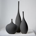 Relexome Ceramic Modern Vase Set of 3 Farmhouse Decorative Vase Minimalist Aesthetic Vases for Centerpieces Matte Ribbed Vases for Home Decor Table Entryway Living Room (Brown+Khaki+ Dark Red)
