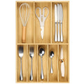 Expandable Bamboo Silverware Drawer Organizer Adjustable Kitchen Cutlery Storage Tray 16.7''-30''
