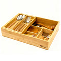 COIWAI Double Layer Bamboo Drawer Organizer Cutlery Utensil Silverware Drawer Organizer, cutlery Silverware Tray for Drawer, Utensil Holder Drawer Dividers for Flatware (L: 16.85 × 12.2 in)