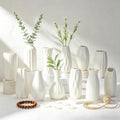 BEAHOT Ceramic Bud Vases Set of 12 - Matte Mini White Jars Bulk | Small White Ceramic Vases for Centerpieces, Wedding Floral Arrangements, DIY Crafts & Boho Table Decor (No Repeating Designs)