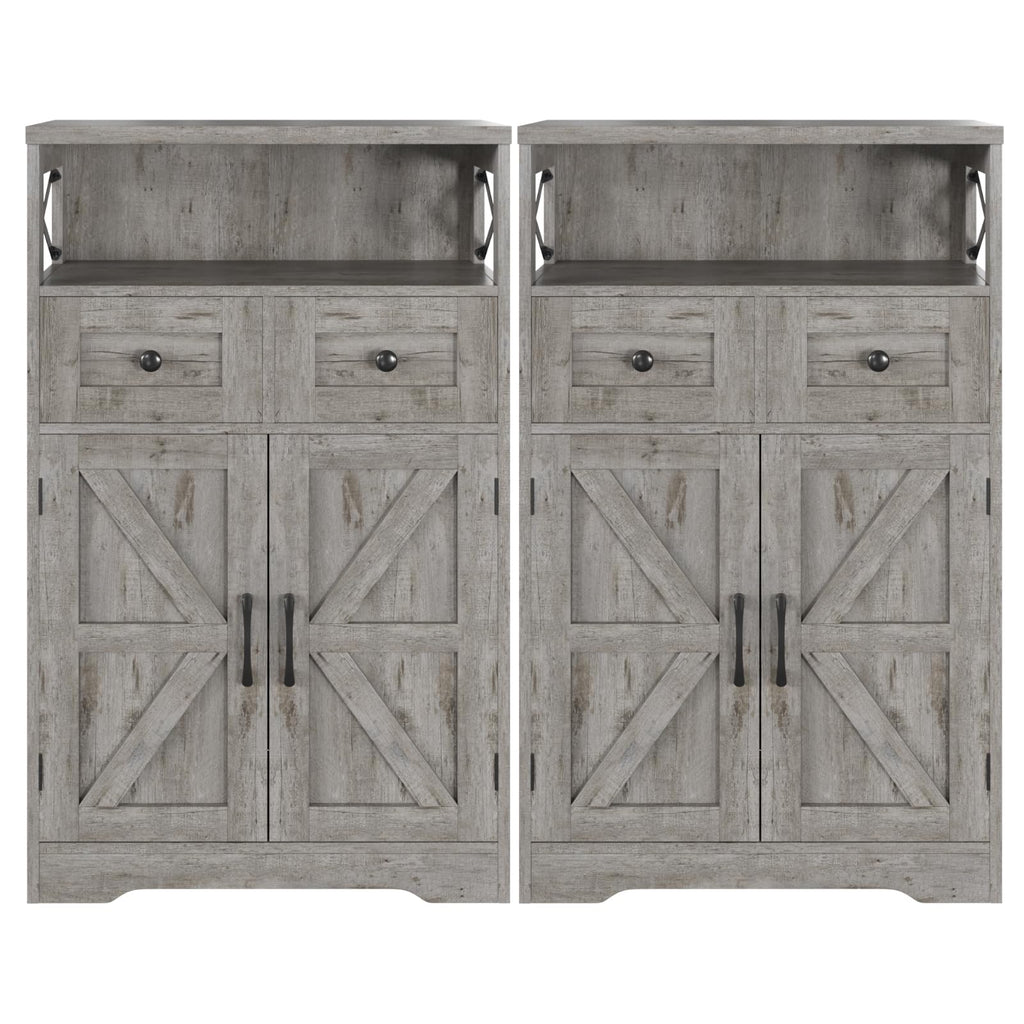 Befrases Farmhouse White Storage Cabinet with Doors and Drawers, Freestanding Kitchen Pantry Cabinet, Floor Storage Cabinet Hutch Cupboard for Kitchen, Living Dining Room, Bathroom