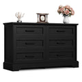 Furmax Farmhouse Dresser for Bedroom, 6 Drawers Dresser, Wood Chest of Drawers, 47.2" Wide Storage Dressers Organizer for Bedroom, Living Room, White and Black
