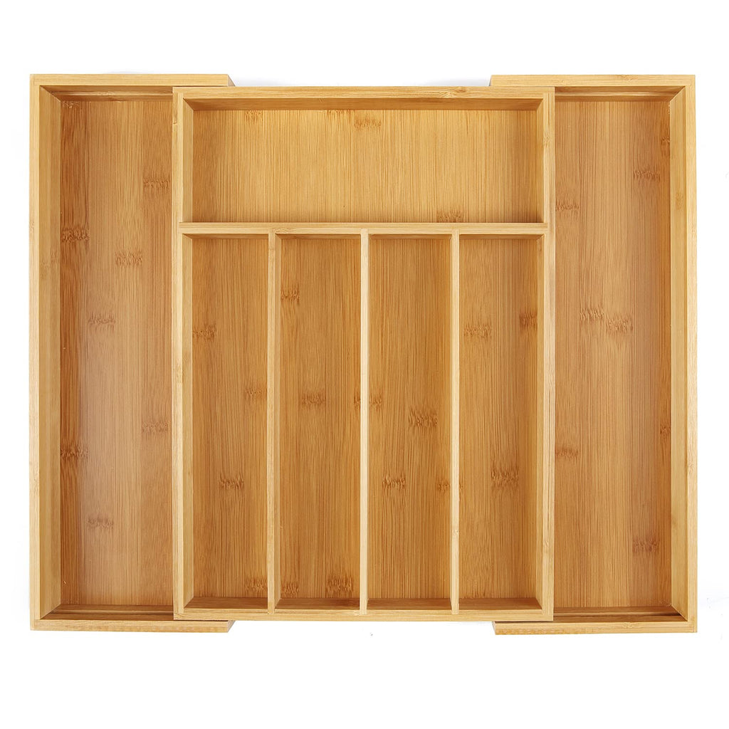 Utoplike Bamboo Expandable Kitchen Drawer Organizer, Adjustable Utensil Holder and Cutlery Tray Organiser, Drawer Divider for Silverware, Flatware, Knives in Kitchen, Bedroom, Living Room, 5 Slot