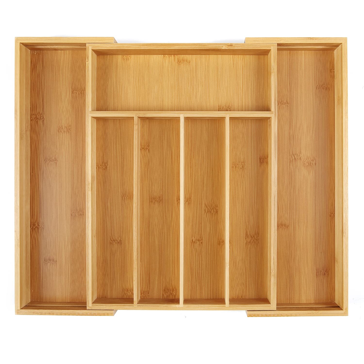 Utoplike Bamboo Expandable Kitchen Drawer Organizer, Adjustable Utensil Holder and Cutlery Tray Organiser, Drawer Divider for Silverware, Flatware, Knives in Kitchen, Bedroom, Living Room, 5 Slot