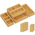 Lifewit Drawer Organizers 10 Pack(22 Grid) with 12 Inserts, Adjustable Bamboo Wooden Drawer Dividers, Stackable Storage Box for Utensils, Silverware, Makeup, Junk in Kitchen/Bathroom/Office/Vanity