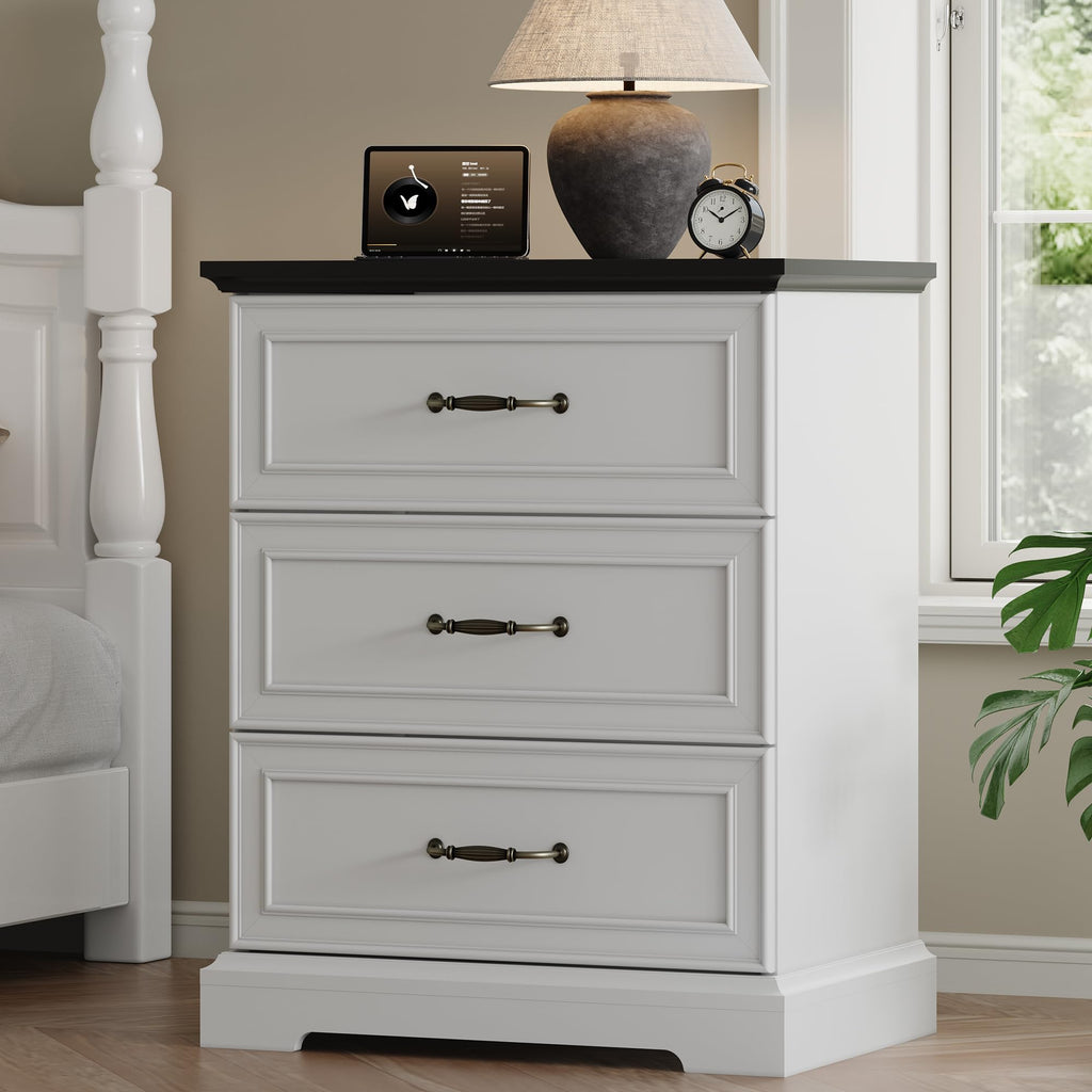 White Farmhouse 8-Drawer Wooden Dresser, 54" Wide Rustic Storage Chest with Bar Handles