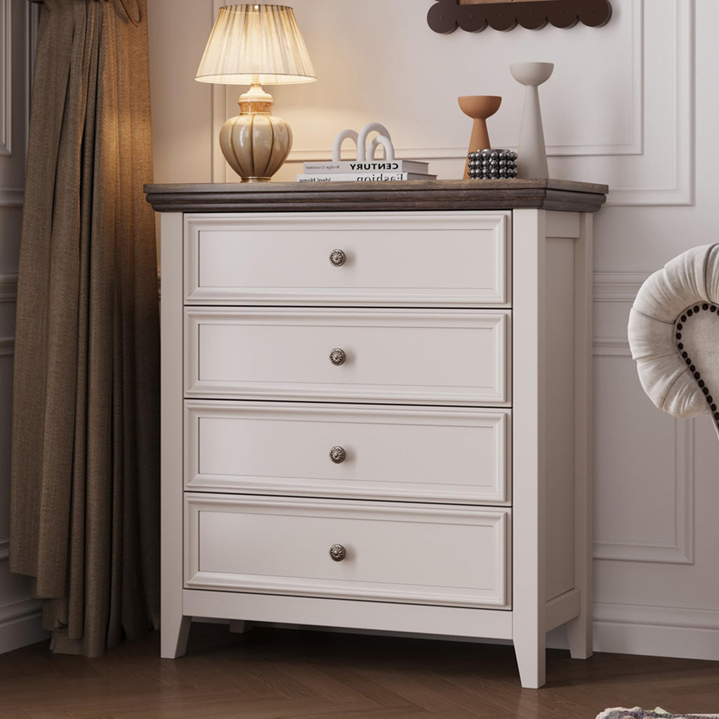 BOSHIRO White Dresser for Bedroom, White 7 Drawers Dresser, Modern 7 Chest of Drawers, Closet Dresser, Farmhouse Dresser with 7 Storage Drawers Cabinet for Home Office, Study Room