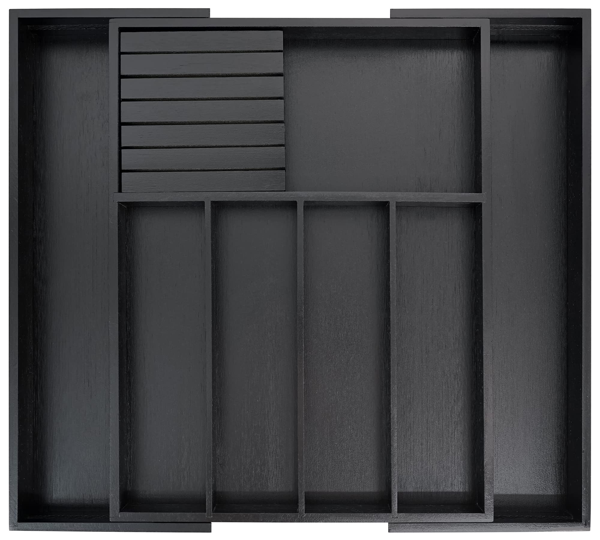 VaeFae Bamboo Silverware Drawer Organizer Kitchen, Expandable Utensil Organizer with Knife Block, Cutlery Tray with Divider, Multifunctional Drawer Organizer