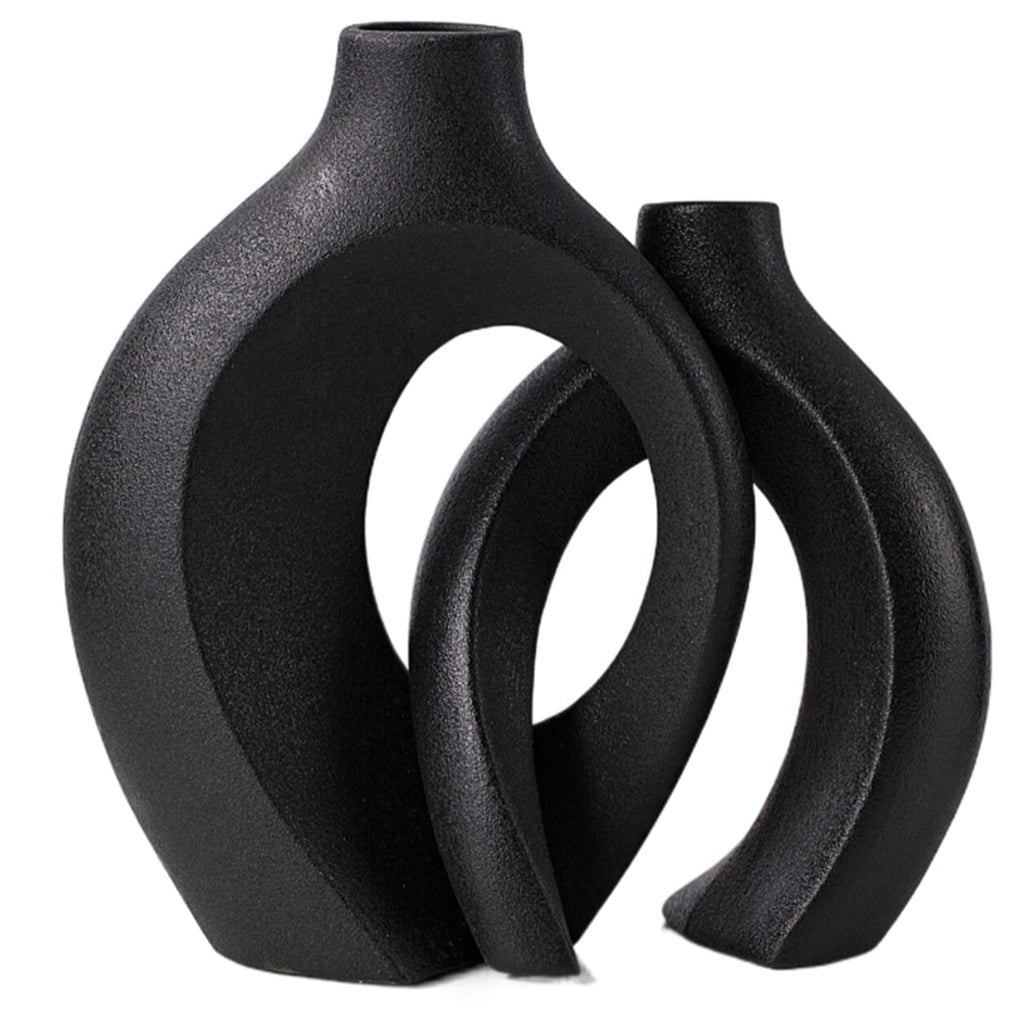 Levvohd Hollow Ceramic Vase Set of 2, Modern Nordic Minimalist Book Style Boho Aesthetic Vases for Home Decor Living Room Shelf Entryway Coffee Centerpiece Table Decorative (Cream White)