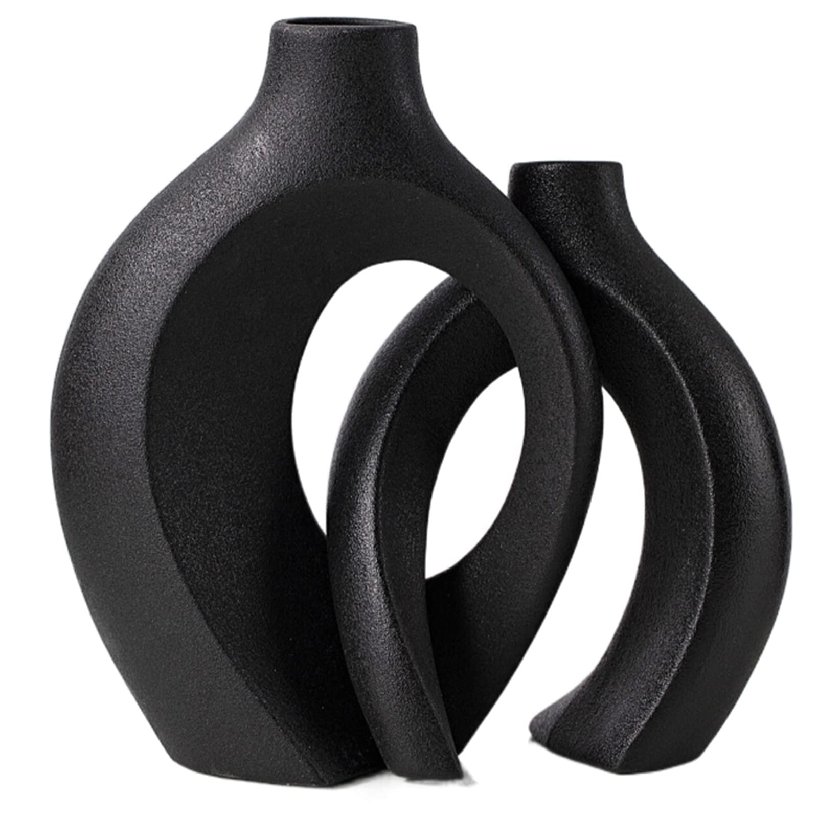 Levvohd Hollow Ceramic Vase Set of 2, Modern Nordic Minimalist Book Style Boho Aesthetic Vases for Home Decor Living Room Shelf Entryway Coffee Centerpiece Table Decorative (Cream White)
