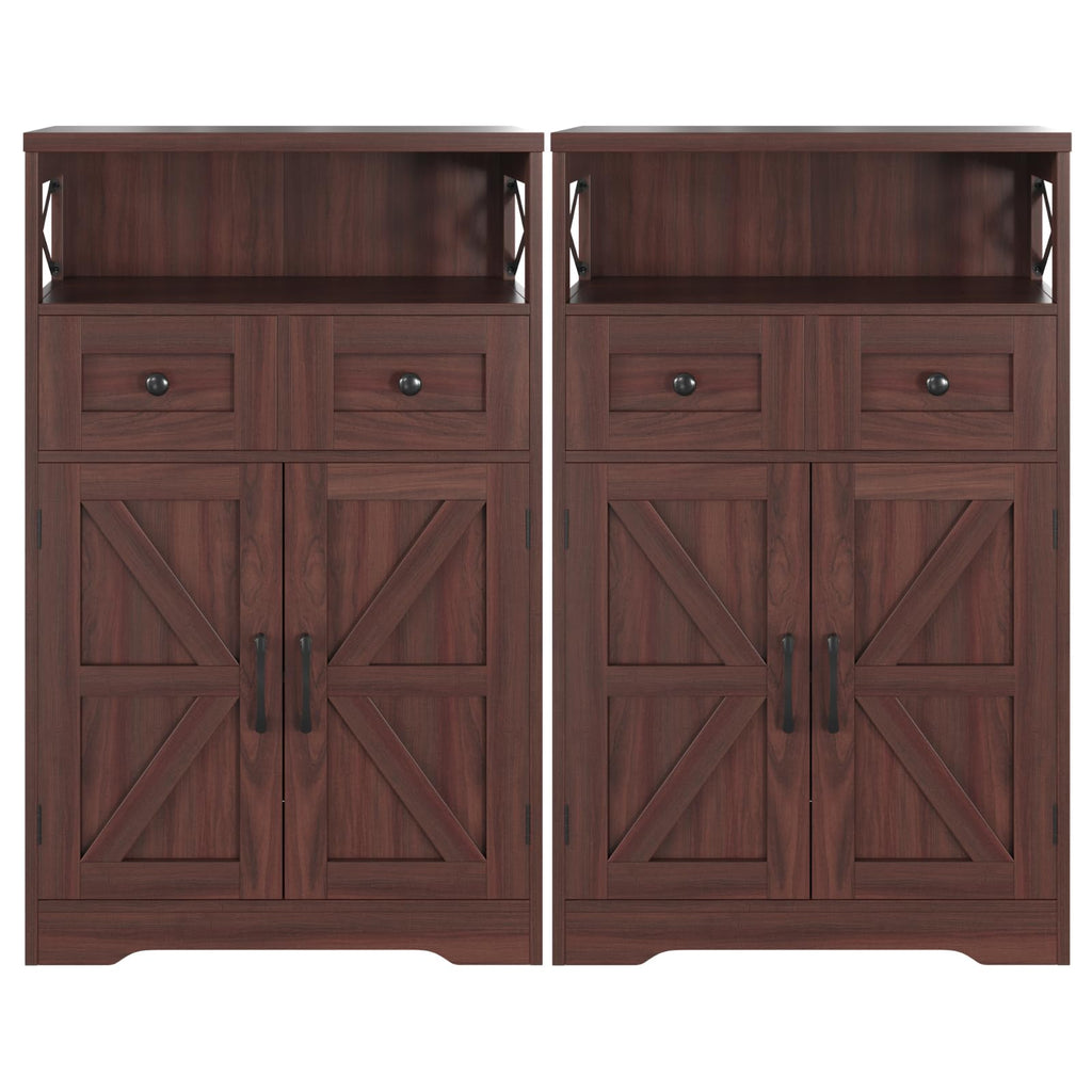 Befrases Farmhouse White Storage Cabinet with Doors and Drawers, Freestanding Kitchen Pantry Cabinet, Floor Storage Cabinet Hutch Cupboard for Kitchen, Living Dining Room, Bathroom