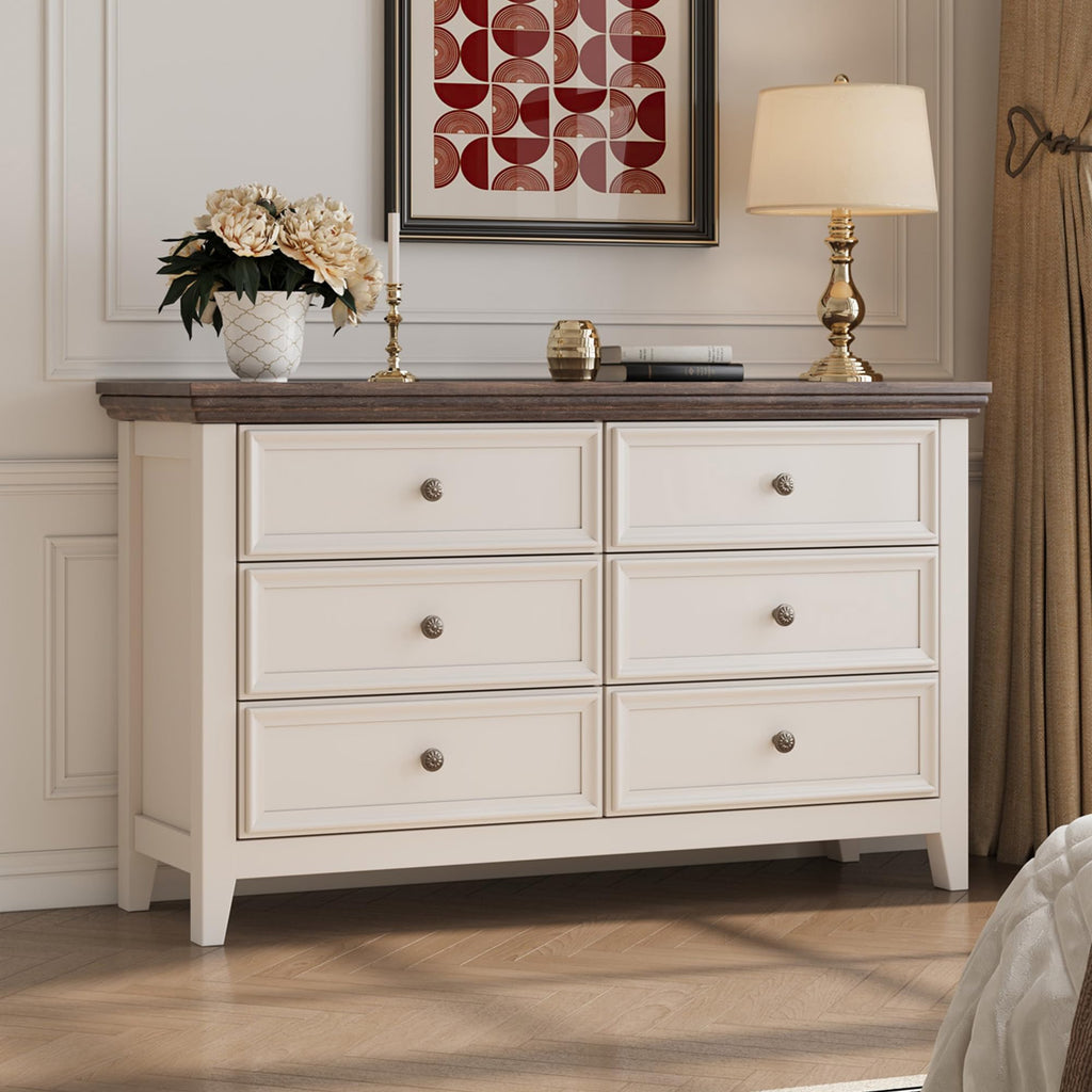 BOSHIRO White Dresser for Bedroom, White 7 Drawers Dresser, Modern 7 Chest of Drawers, Closet Dresser, Farmhouse Dresser with 7 Storage Drawers Cabinet for Home Office, Study Room