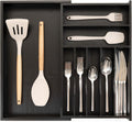 KitchenEdge Premium Silverware, Flatware and Utensil Organizer for Kitchen Drawers, Food-Safe Contract Grade, Expandable from 18 to 33 In, Natural Bamboo