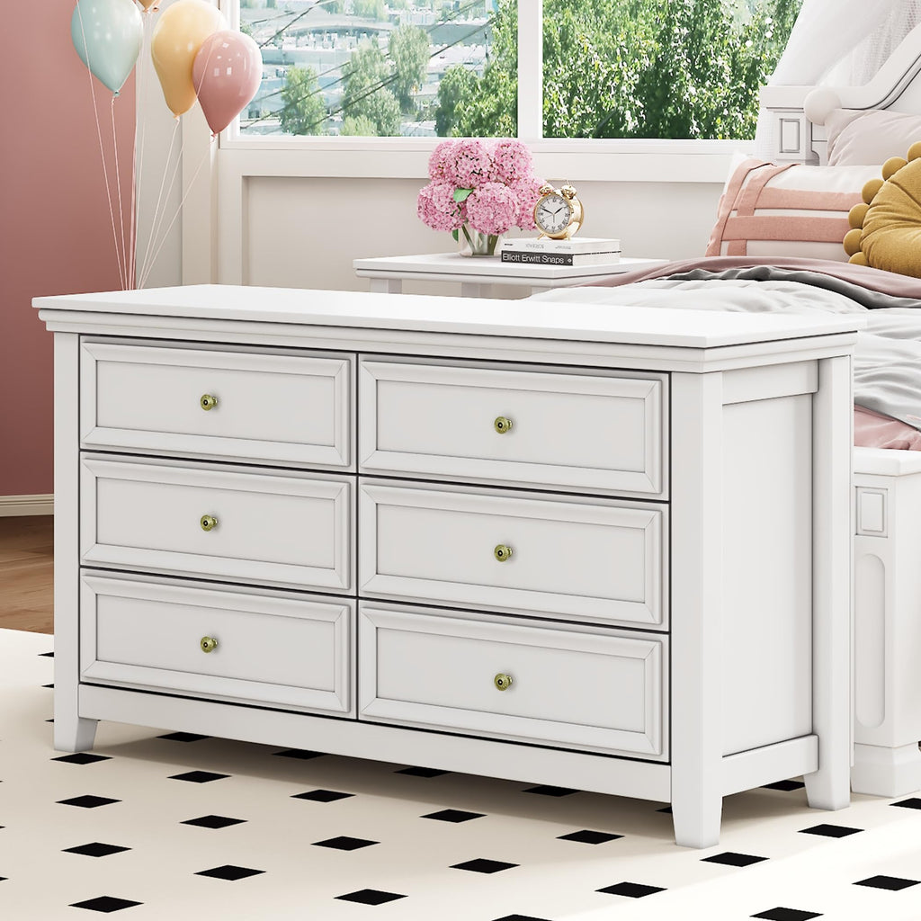 BOSHIRO White Dresser for Bedroom, White 7 Drawers Dresser, Modern 7 Chest of Drawers, Closet Dresser, Farmhouse Dresser with 7 Storage Drawers Cabinet for Home Office, Study Room