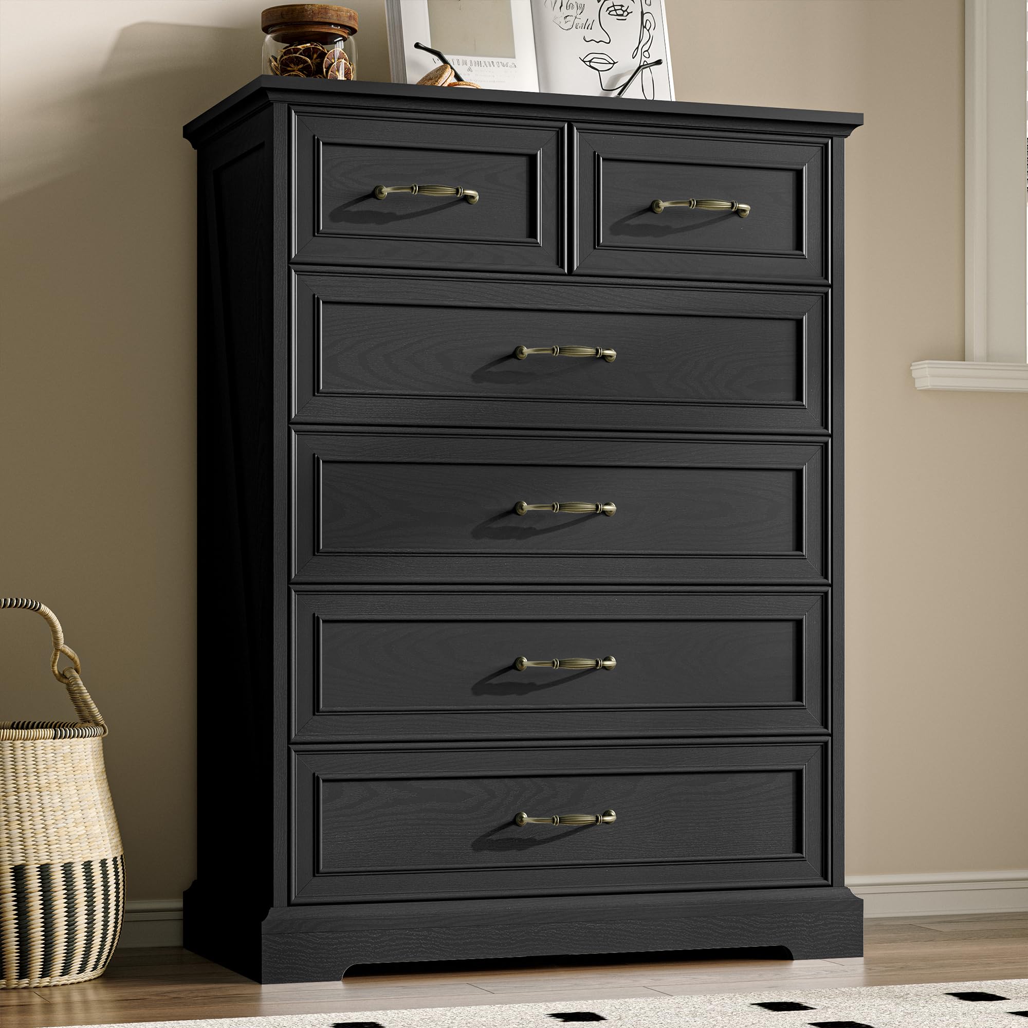 White Farmhouse 8-Drawer Wooden Dresser, 54" Wide Rustic Storage Chest with Bar Handles