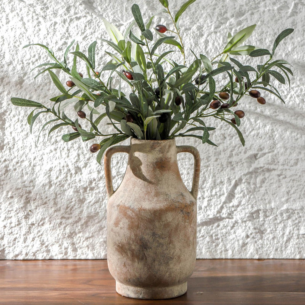 Mitt&Ditt Ceramic Flower Vase, 12.5 inch Tall Off-White Vase, Large Decorative Terracotta Vases, Farmhouse Rustic Pottery Vases for Home Decor, Living Room, Table