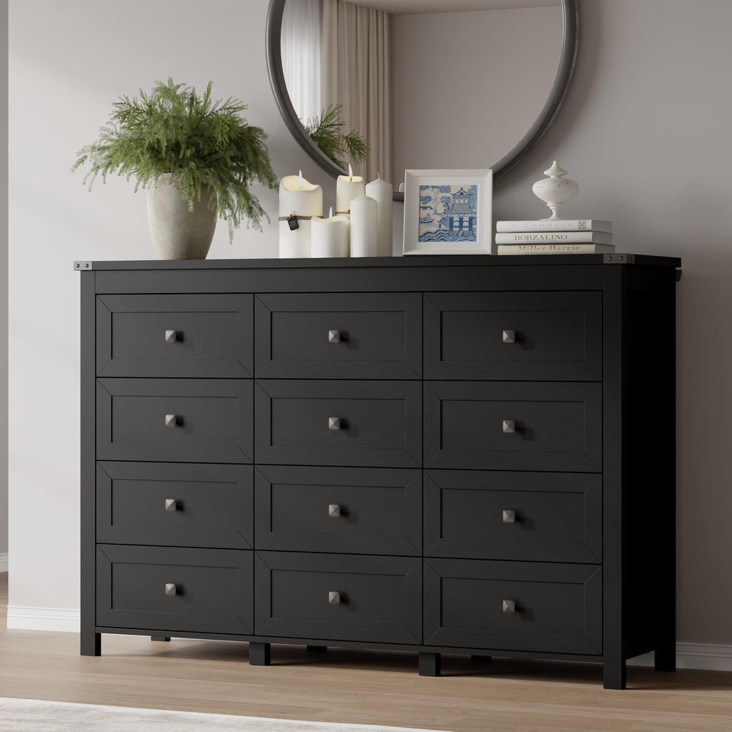 BORNOON 7-Drawer Dresser, Modern Wooden Storage Chest of Drawers, Dresser TV Stand, Wood Drawer Organizer with Metal Handles for Bedroom, Living Room, Hallway