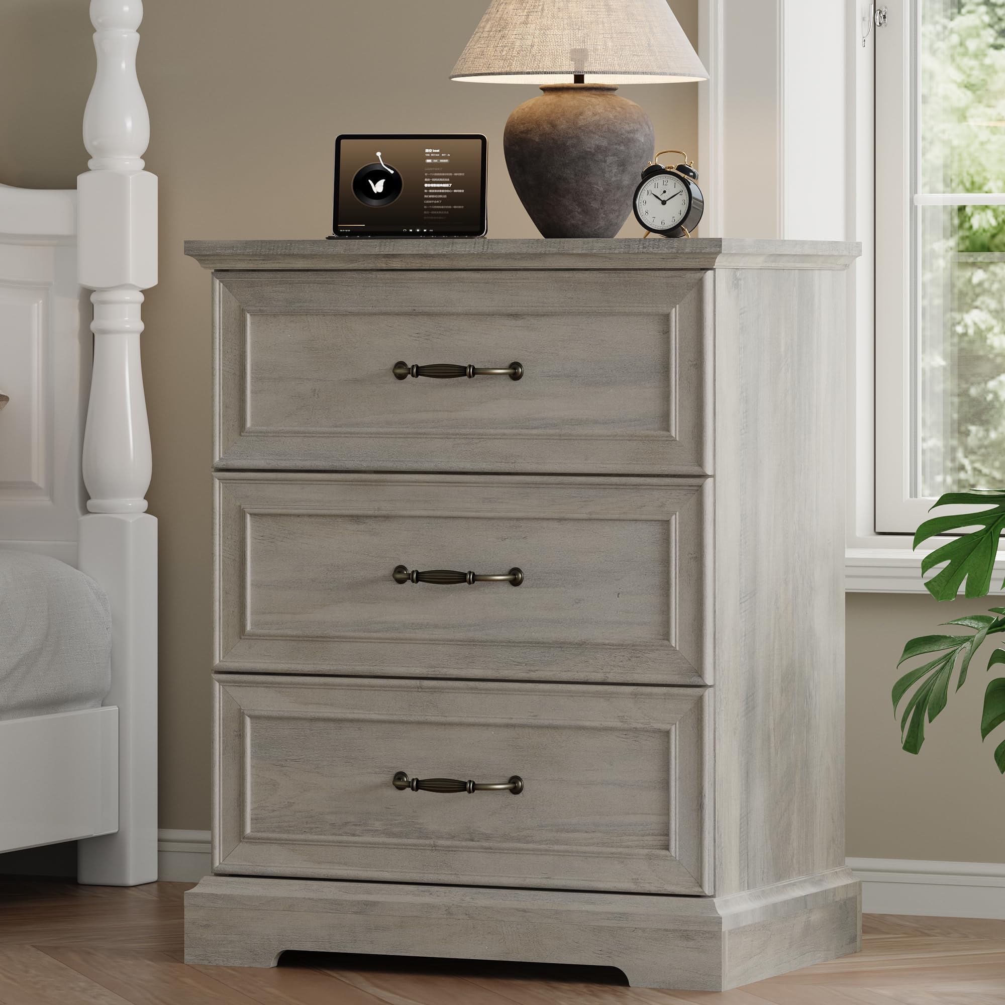 White Farmhouse 8-Drawer Wooden Dresser, 54" Wide Rustic Storage Chest with Bar Handles