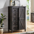 AMERLIFE 60" Farmhouse Dresser with Sliding Barn Doors, Rustic Dresser TV Stand with 4 Drawers, Storage Organizer for Bedroom/Entryway, Distressed White
