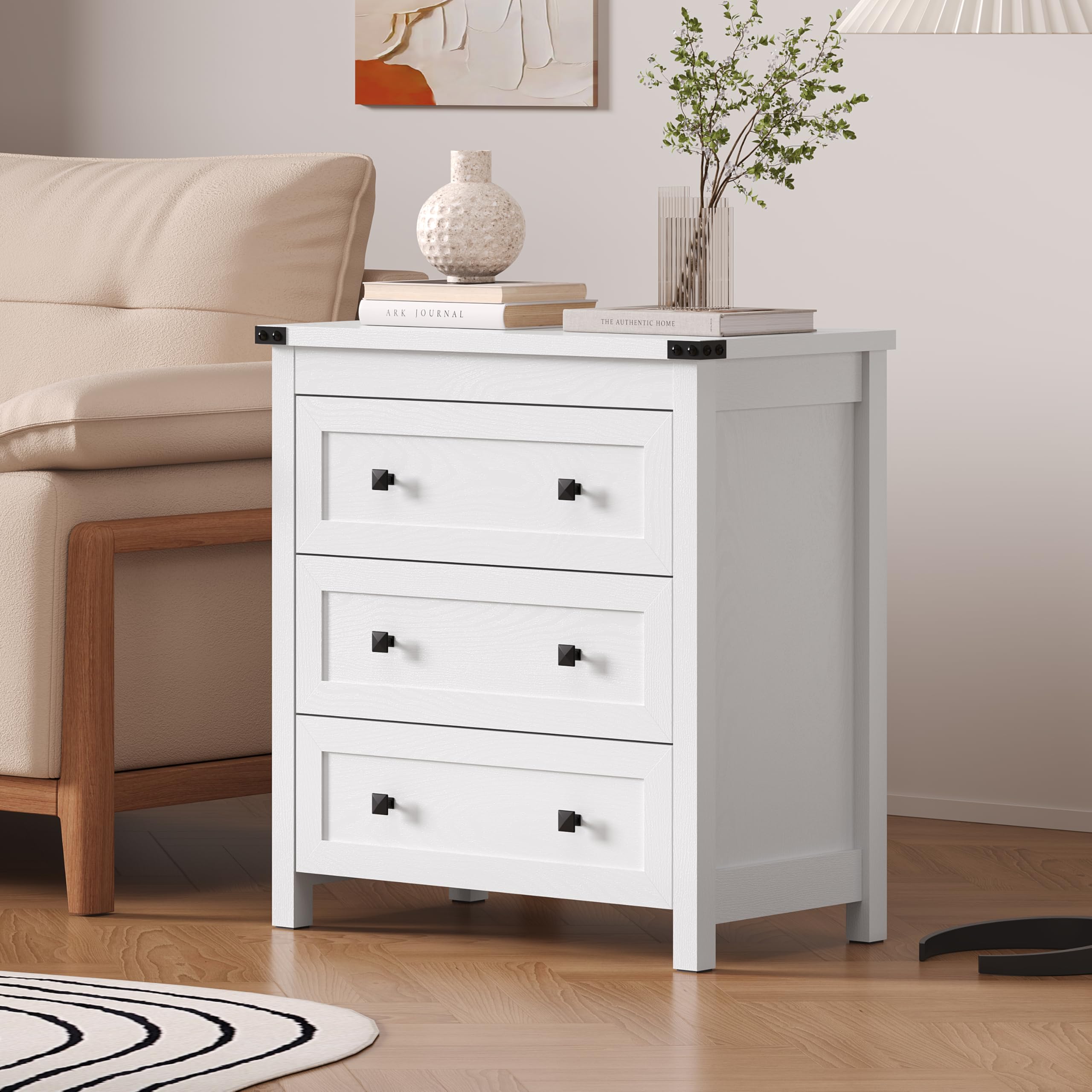 BORNOON 7-Drawer Dresser, Modern Wooden Storage Chest of Drawers, Dresser TV Stand, Wood Drawer Organizer with Metal Handles for Bedroom, Living Room, Hallway