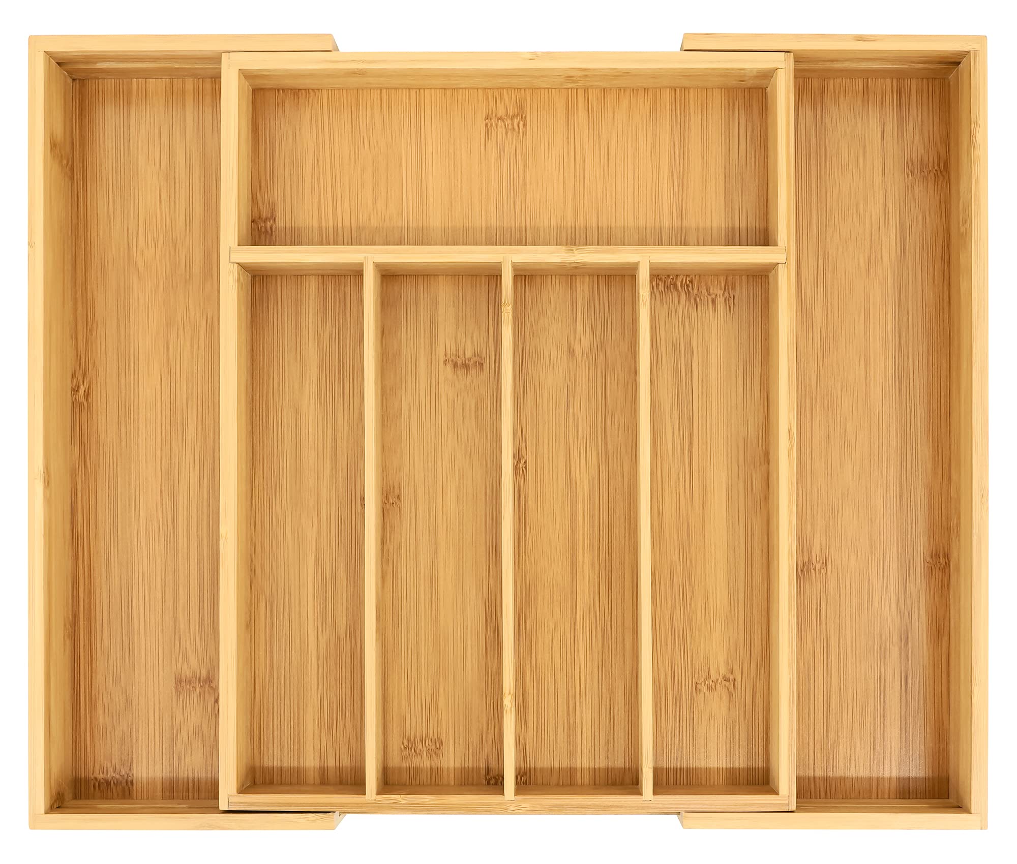 VaeFae Premium Bamboo Drawer Organizer, Expandable Silverware Drawer Organizer, Cutlery Tray with Dividers for Kitchen Utensils (Natural, Large)