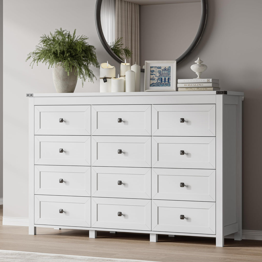 BORNOON 7-Drawer Dresser, Modern Wooden Storage Chest of Drawers, Dresser TV Stand, Wood Drawer Organizer with Metal Handles for Bedroom, Living Room, Hallway