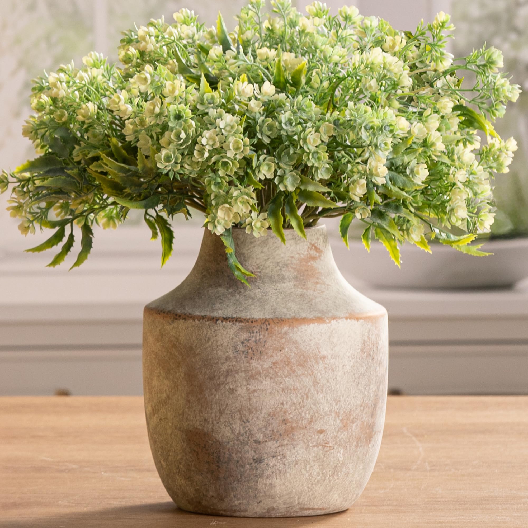 Mitt&Ditt Ceramic Flower Vase, 12.5 inch Tall Off-White Vase, Large Decorative Terracotta Vases, Farmhouse Rustic Pottery Vases for Home Decor, Living Room, Table