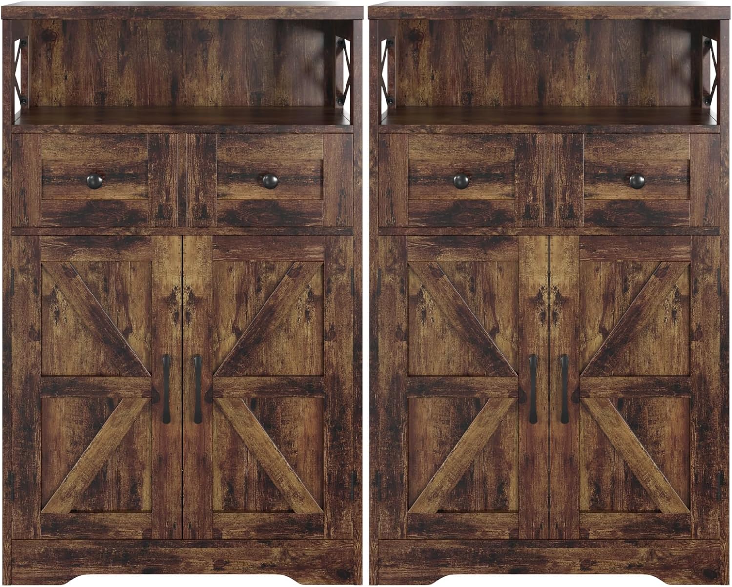 Befrases Farmhouse White Storage Cabinet with Doors and Drawers, Freestanding Kitchen Pantry Cabinet, Floor Storage Cabinet Hutch Cupboard for Kitchen, Living Dining Room, Bathroom