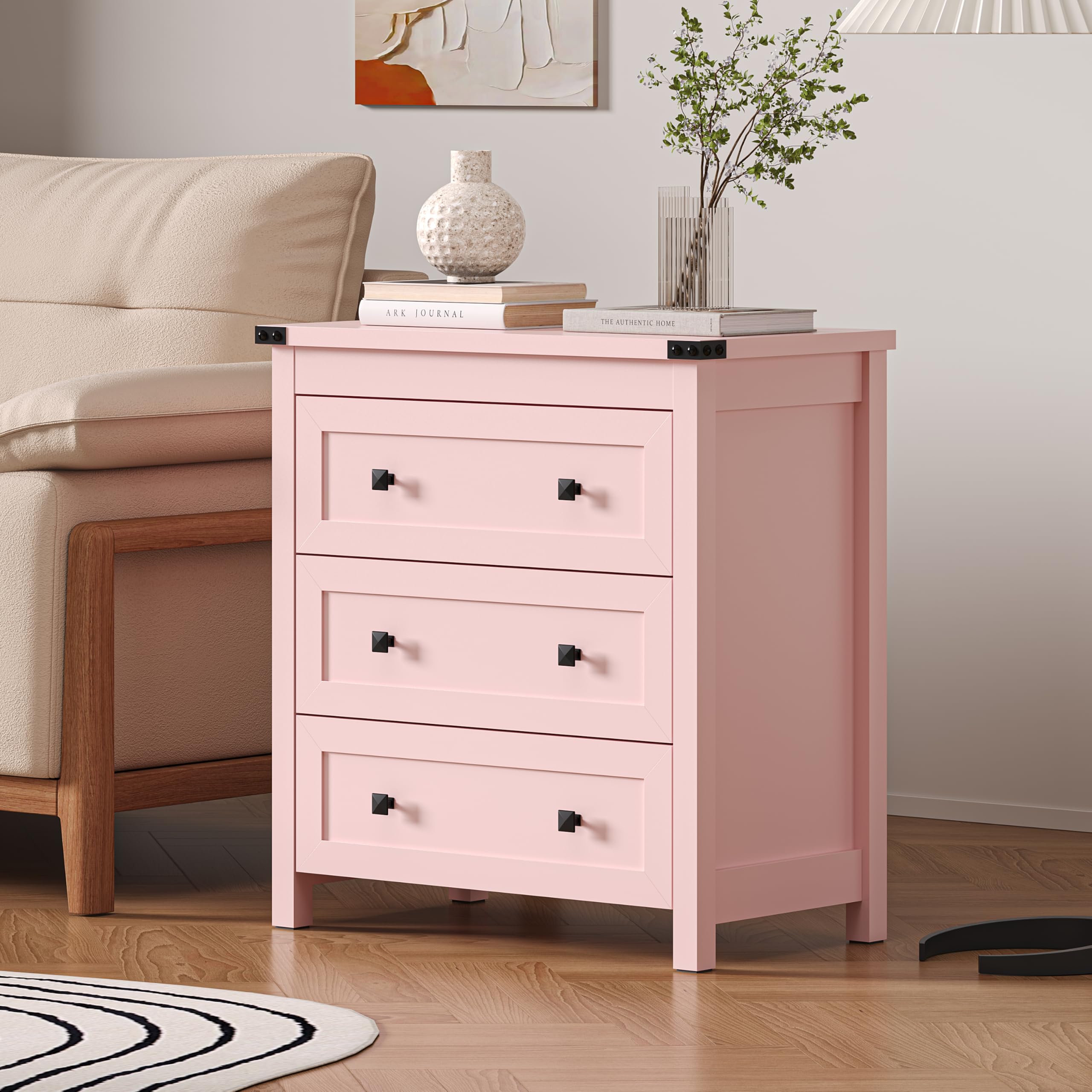 BORNOON 7-Drawer Dresser, Modern Wooden Storage Chest of Drawers, Dresser TV Stand, Wood Drawer Organizer with Metal Handles for Bedroom, Living Room, Hallway