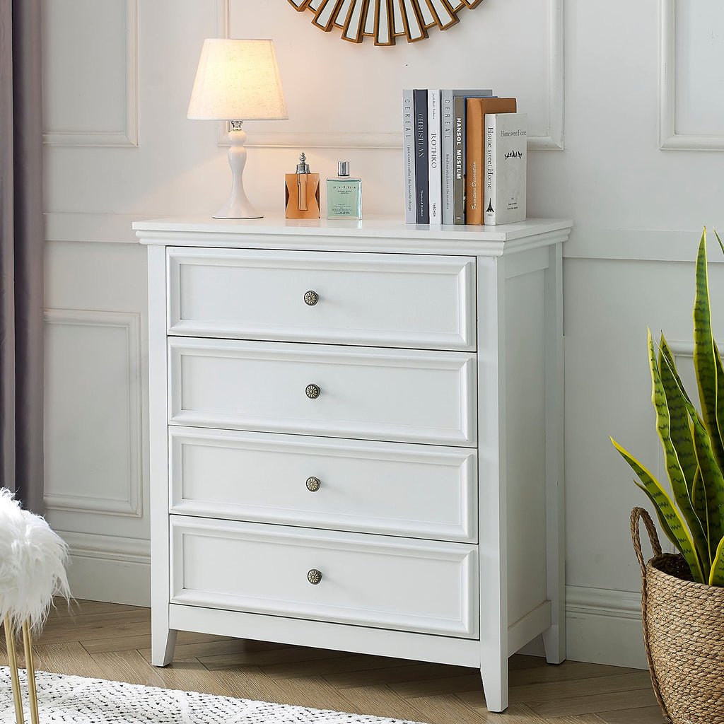 BOSHIRO White Dresser for Bedroom, White 7 Drawers Dresser, Modern 7 Chest of Drawers, Closet Dresser, Farmhouse Dresser with 7 Storage Drawers Cabinet for Home Office, Study Room