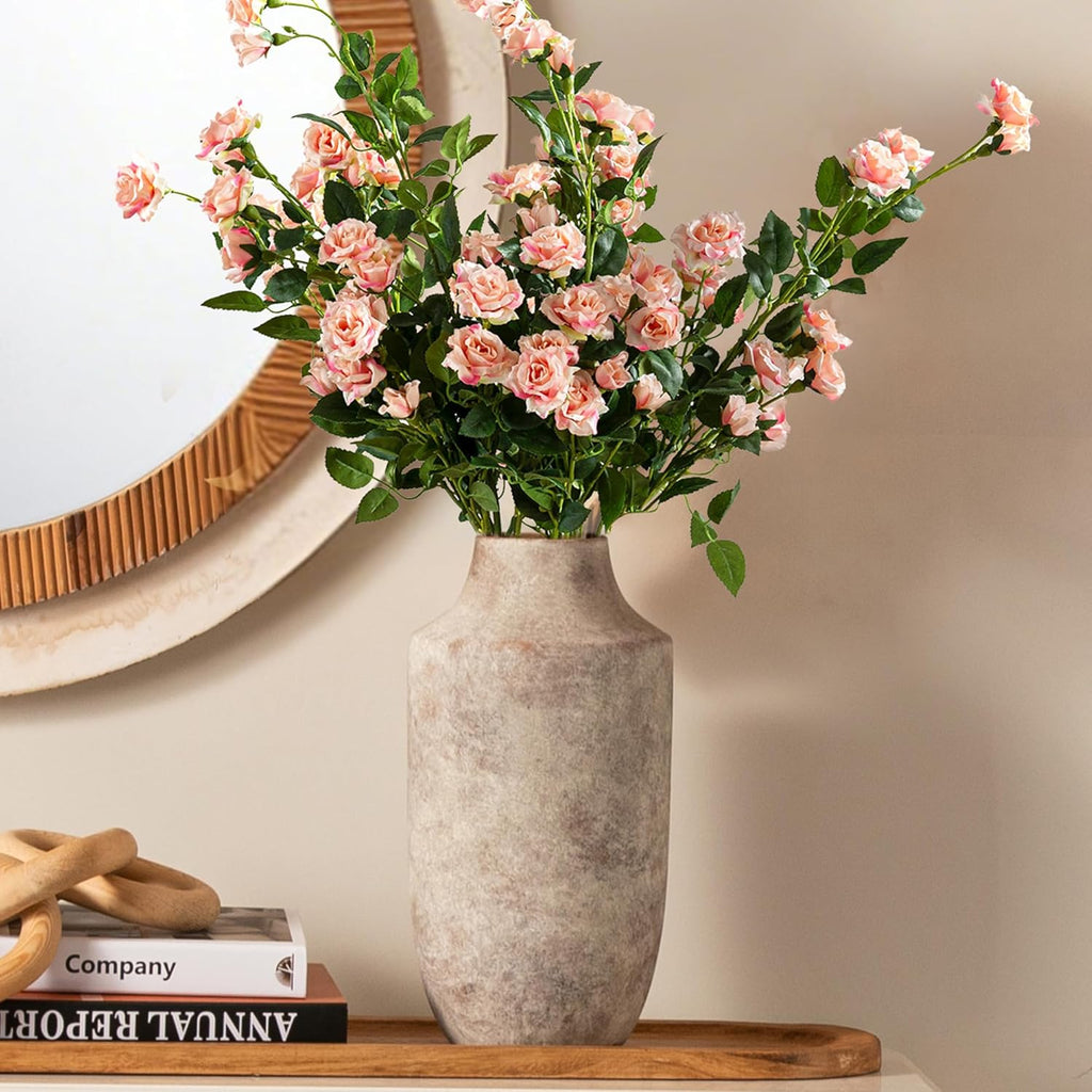 Mitt&Ditt Ceramic Flower Vase, 12.5 inch Tall Off-White Vase, Large Decorative Terracotta Vases, Farmhouse Rustic Pottery Vases for Home Decor, Living Room, Table