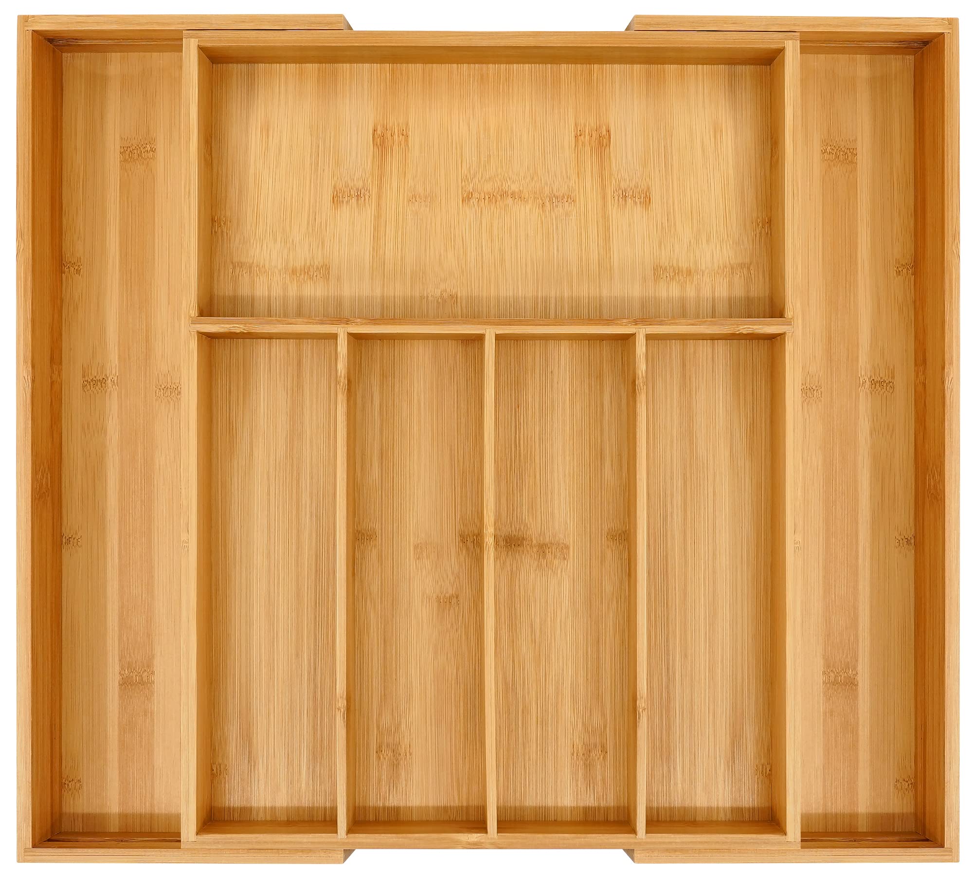 VaeFae Premium Bamboo Drawer Organizer, Expandable Silverware Drawer Organizer, Cutlery Tray with Dividers for Kitchen Utensils (Natural, Large)