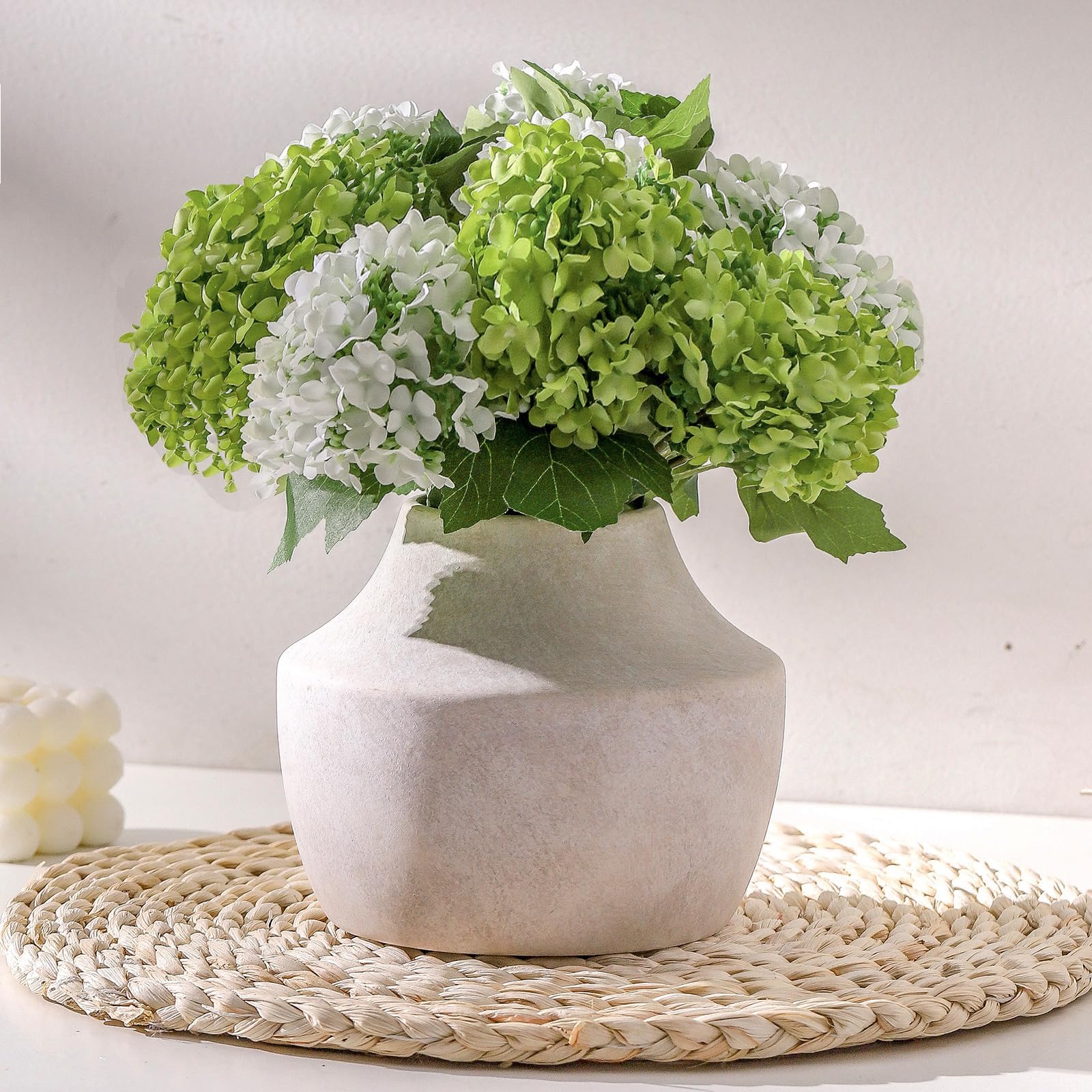 Mitt&Ditt Ceramic Flower Vase, 12.5 inch Tall Off-White Vase, Large Decorative Terracotta Vases, Farmhouse Rustic Pottery Vases for Home Decor, Living Room, Table