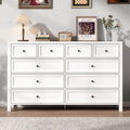Farmhouse 7 Drawers Dresser for Bedroom, White Dresser Chest of Drawers, Wood Storage Dressers with Deep Drawers and Metal Handle, Wide Modern Dressers & TV Stand for Living Room, Closet, Hallway
