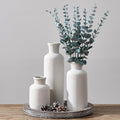LUKA Ceramic Vase Set of 3,Decorative Terracotta Vases for Home Decor,Rustic Pottery Vase for Your Bedroom,Office,Living Room,Fireplace,Bookshelf （10+7.5+5 Inch） (Antique-White)