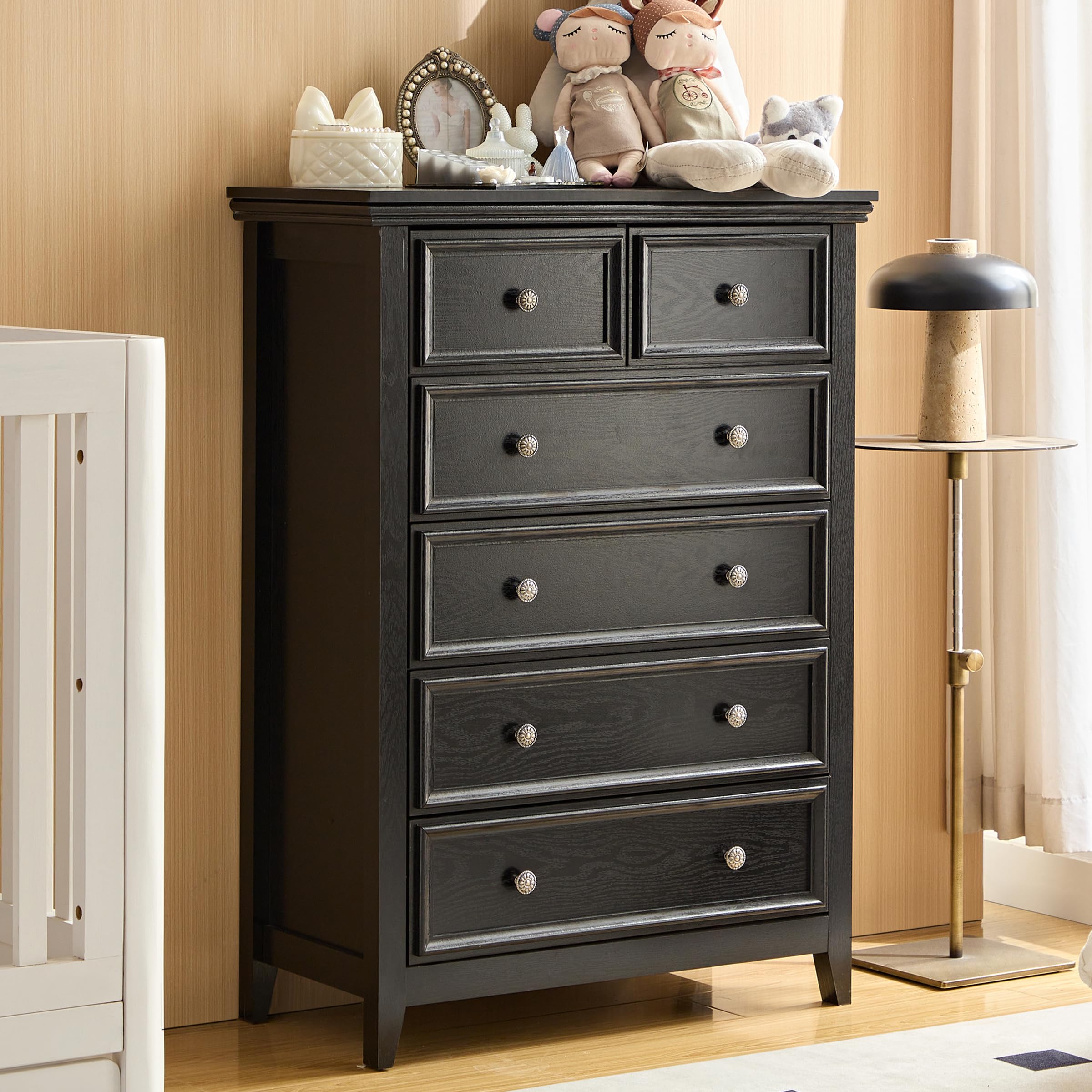 BOSHIRO White Dresser for Bedroom, White 7 Drawers Dresser, Modern 7 Chest of Drawers, Closet Dresser, Farmhouse Dresser with 7 Storage Drawers Cabinet for Home Office, Study Room