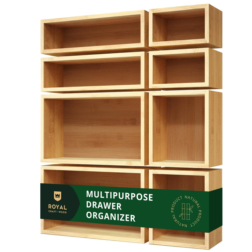 ROYAL CRAFT WOOD Bamboo Jewelry Organizer Box & Chests Set - Versatile Storage Solution for Makeup, Jewelry, and Bathroom Essentials (8 Boxes)