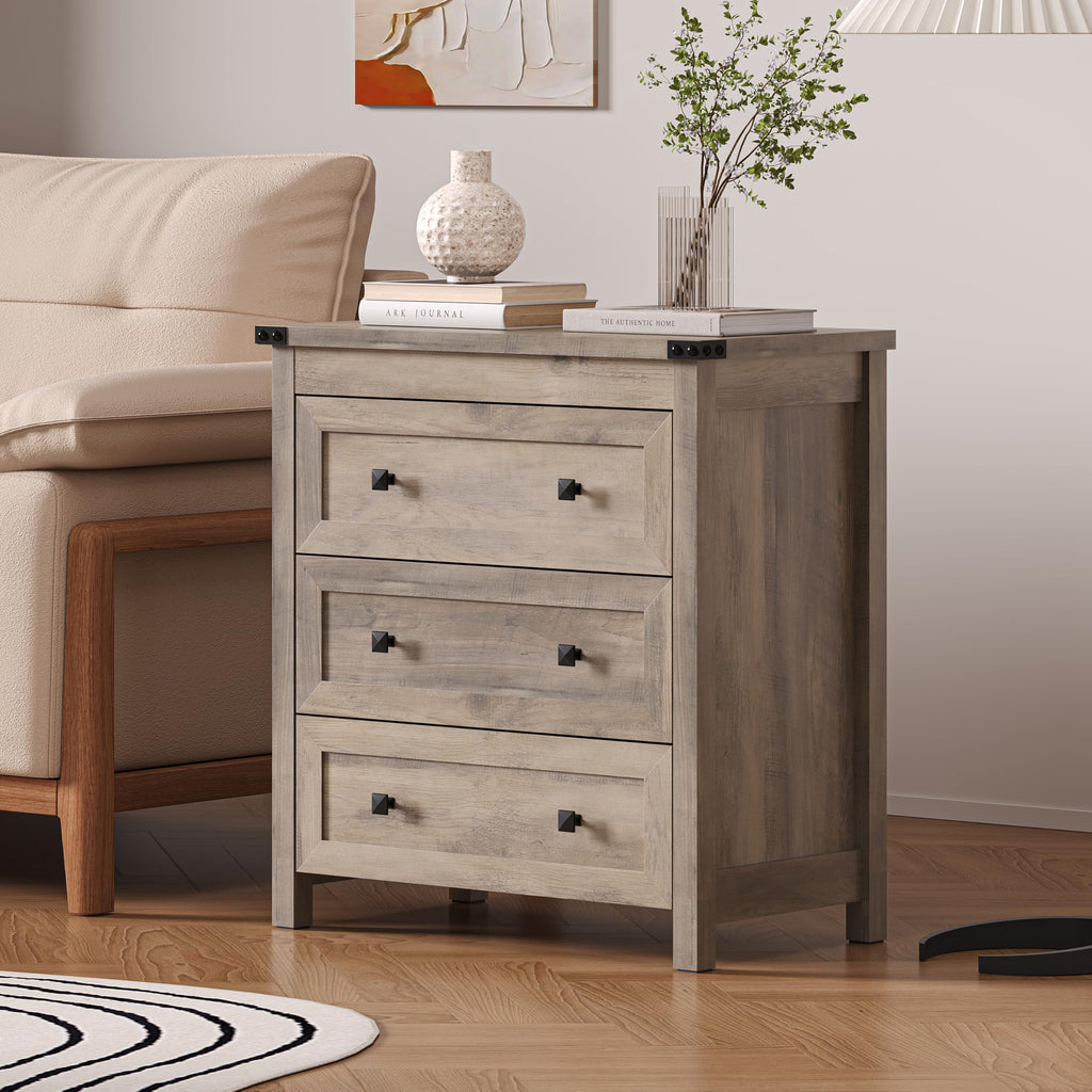 BORNOON 7-Drawer Dresser, Modern Wooden Storage Chest of Drawers, Dresser TV Stand, Wood Drawer Organizer with Metal Handles for Bedroom, Living Room, Hallway