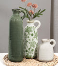 Ceramic Vase Set, 3Pcs Flower Vases for Modern Boho Farmhouse Decor, Decorative Vases for Pampas Grass & Dried Flowers, Distressed Finish