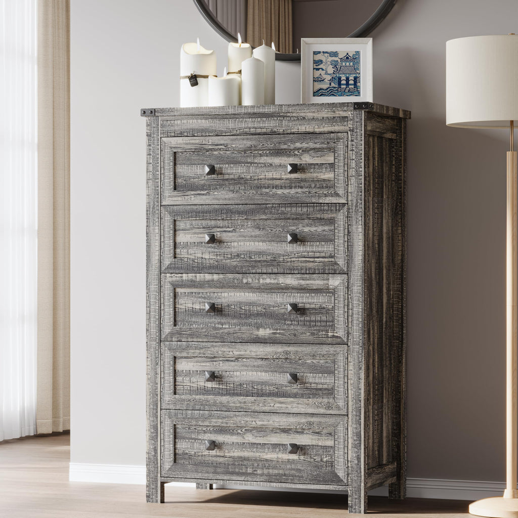 BORNOON 7-Drawer Dresser, Modern Wooden Storage Chest of Drawers, Dresser TV Stand, Wood Drawer Organizer with Metal Handles for Bedroom, Living Room, Hallway