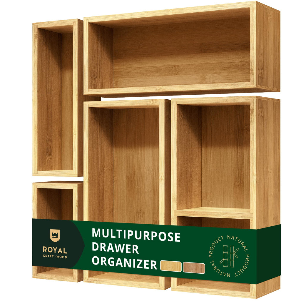 ROYAL CRAFT WOOD Bamboo Jewelry Organizer Box & Chests Set - Versatile Storage Solution for Makeup, Jewelry, and Bathroom Essentials (8 Boxes)
