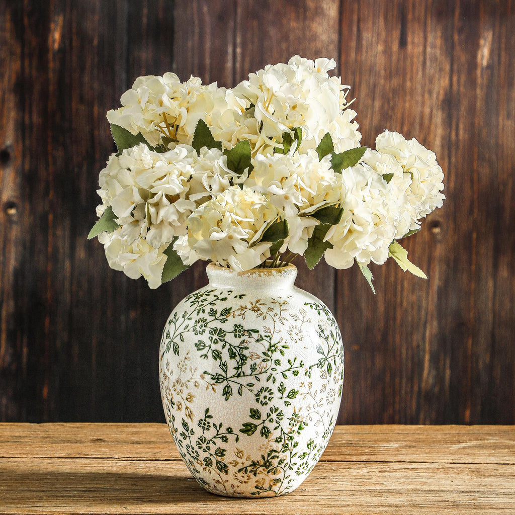 Set of 3 Whitewashed Farmhouse Ceramic Vases Neutral Rustic Home Decor Vases