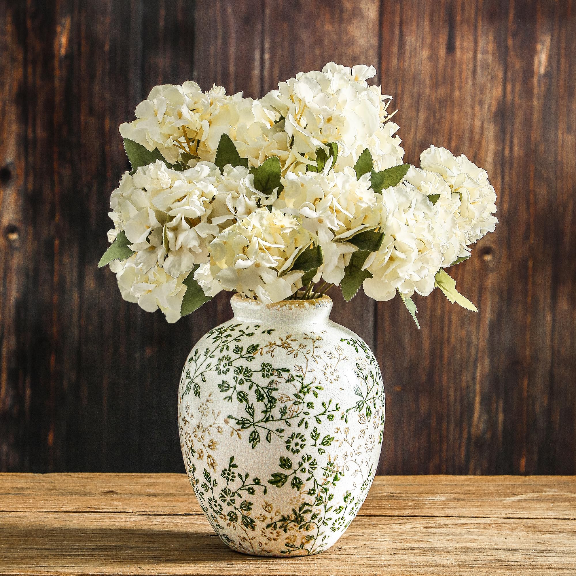 Set of 3 Whitewashed Farmhouse Ceramic Vases Neutral Rustic Home Decor Vases